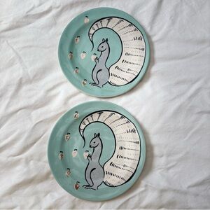 Anthropologie Corinna Squirrel Dessert Plates (2 plates)